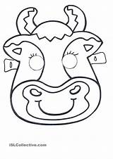 Mask Template Animal Face Farm Masks Cow Buffalo Animals Templates Coloring Printable Kids Pig Cows Pages Colour Sketch Craft Crafts sketch template