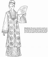 Chinese Fashions Dover Colouring Printable Doverpublications Books Hanfu sketch template