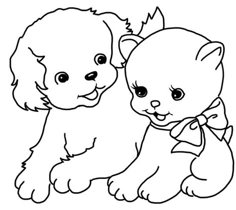 kawaii dog  cat coloring page  printable coloring pages  kids