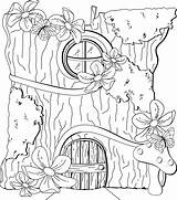 Coloring Fairy Pages House Houses Gnome Printable Colouring Adult Coloriage Mushroom Color Kids Clipart Para Stamps Ausmalbilder Print Ausmalen Cute sketch template