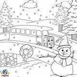 Winter Coloring Pages Printable Christmas Kids Landscape Train Thomas Sheets Holiday Activity Color Printables Friends Activities Season Snowmen Snow Engine sketch template