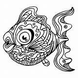 Fish Zentangle Illustration sketch template