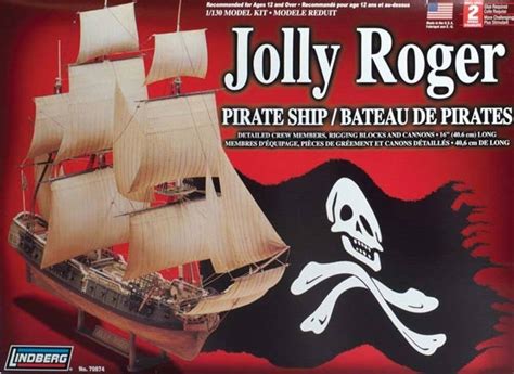 Lindberg 1 130 Jolly Roger Pirate Ship Plastic Model Kit Mark Twain