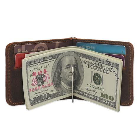 high quality  layer genuine leather money clips  men vintage