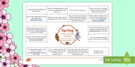 spring home learning activities overview teacher