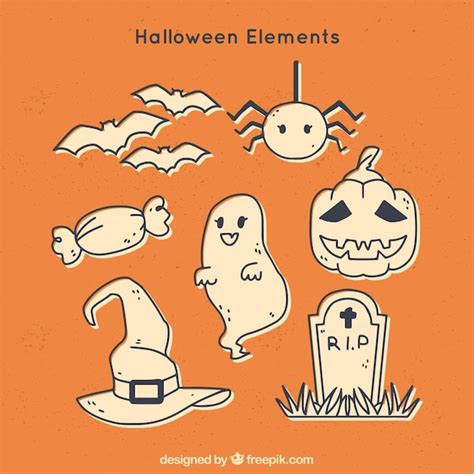vector halloween cartoon set