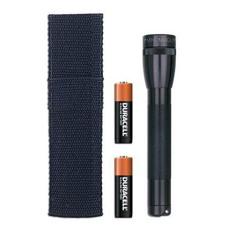 maglite xenon black mini flashlight  holster mah  home depot