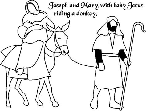 joseph  mary   donkey  baby jesus coloring pages