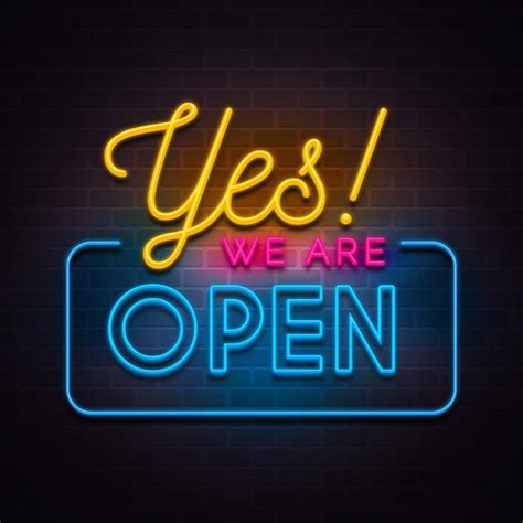 vector colorful   open neon sign