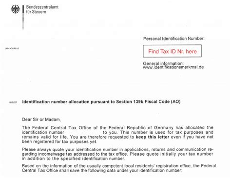 german tax identification number explained eazyleben