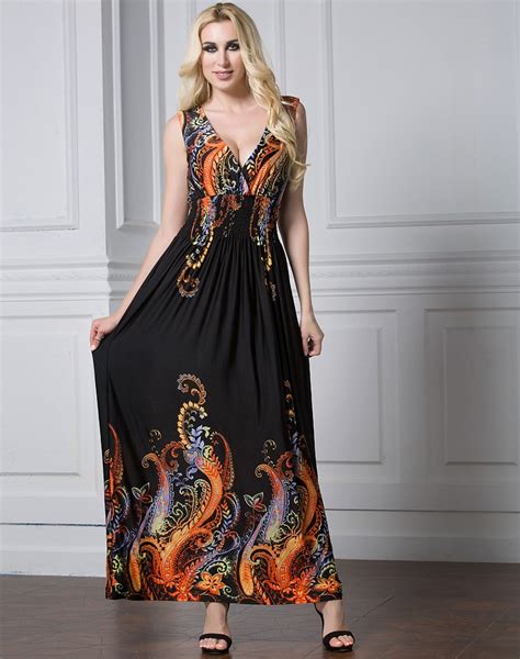 2018 bohemian women s large size long dress sleeveless boho maxi dress