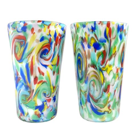 Fratelli Toso Murano Rainbow Color Swirls Italian Art Glass Flower