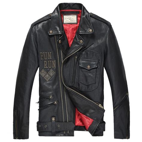 Mens Black Leather Biker Jacket Cw850214