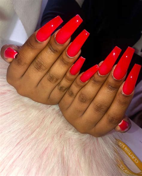 long red nails by nyashaaa on nails red acrylic nails