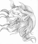 Demon Japanese Sketch Drawing Paintingvalley Collection Mask sketch template