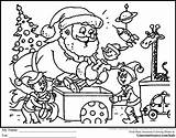 Coloring Pages Printable Santa Christmas Workshop Santas Elves Print Ginormasource Printables sketch template