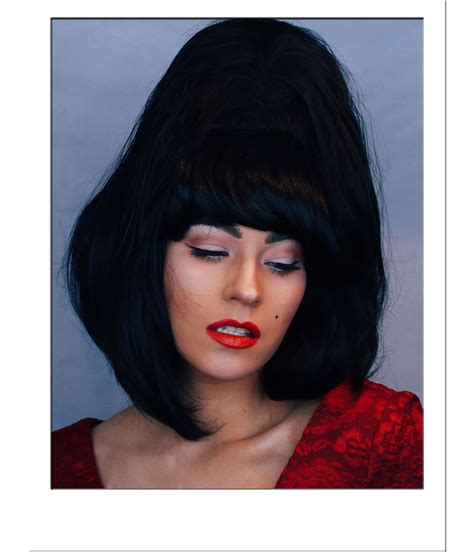 Ladies 60s Brigitte Bouffant Costume Wig Black Beehive Hair Rock Hippy
