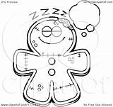 Dreaming Mascot Gingerbread Zombie Clipart Cartoon Thoman Cory Outlined Coloring Vector 2021 sketch template
