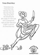 Nursery Rhyme Coloring Pages Mice Blind Three Rhymes They Wife Knife Farmers Did Preschool Kids Fork Colouring Carving Run Rhyming sketch template