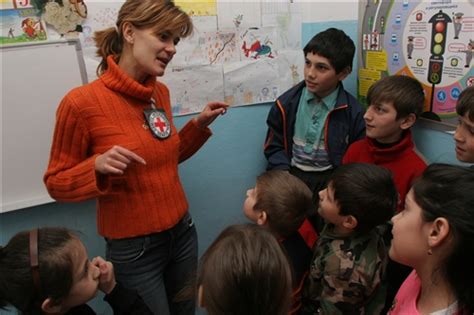 grozny safe play area icrc delegate talks  children