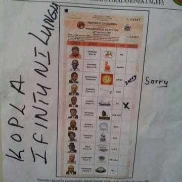 zambia spoiled ballot paper  zambias election history