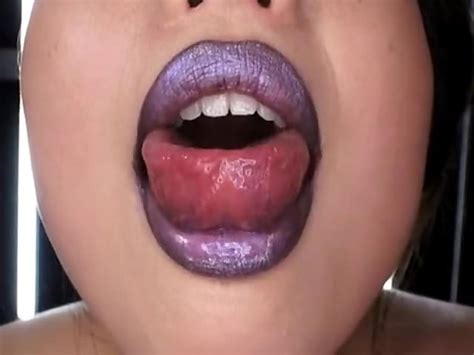 sexy purple lipstick kisses and smooches lips fetish porn tube