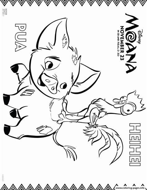 moana pua pig coloring page printable