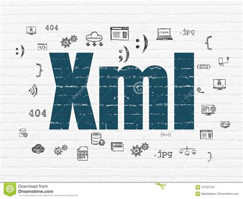 programming concept xml  wall background stock illustration