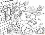 Pigs Little Three Coloring Pages Printable Dancing Happy Drawing Paper Kids Categories sketch template