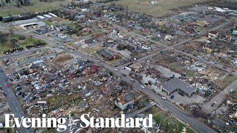 shocking drone footage shows kentucky town damaged  tornado youtube