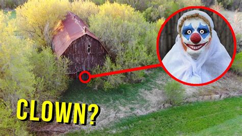 drone catches killer clown  abandoned warehouse stole  drone youtube