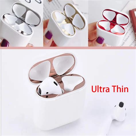 thin metal dust guard  apple airpods case cover accessory protection sticker skin protecting