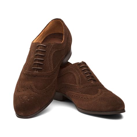 wingtip oxford dark brown suede   dapper shoes  touch  modern