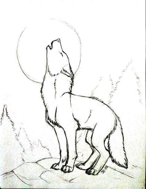 wolf howling   moon drawing  pencil  getdrawings