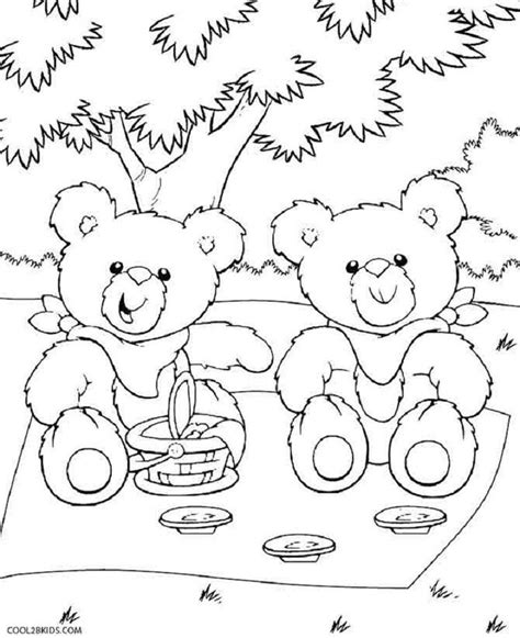teddy bears picnic colouring pages
