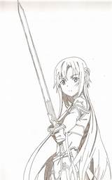 Asuna Anime Kirito Sketch Schwertkunst Lineart Swords Schwerter Kunstgalerie Kunstzeichnungen Musik Skizze Romanzen sketch template