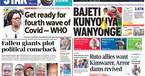 kenyan newspapers review  june  governors  lost   plot comeback   tukocoke