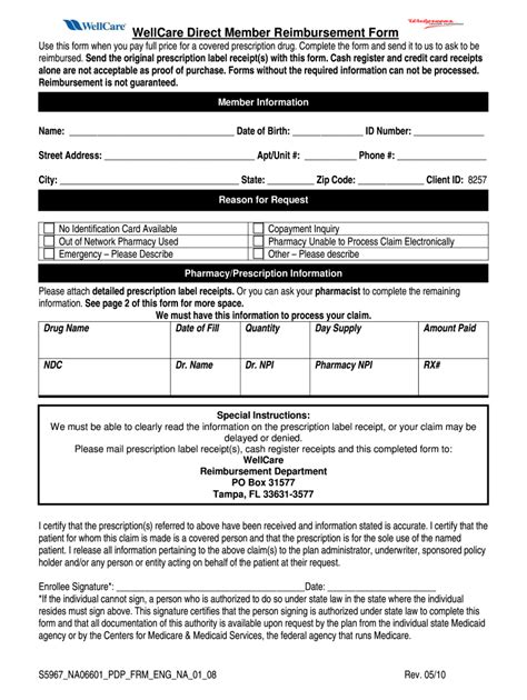 wellcare direct member reimbursement form fill  sign printable