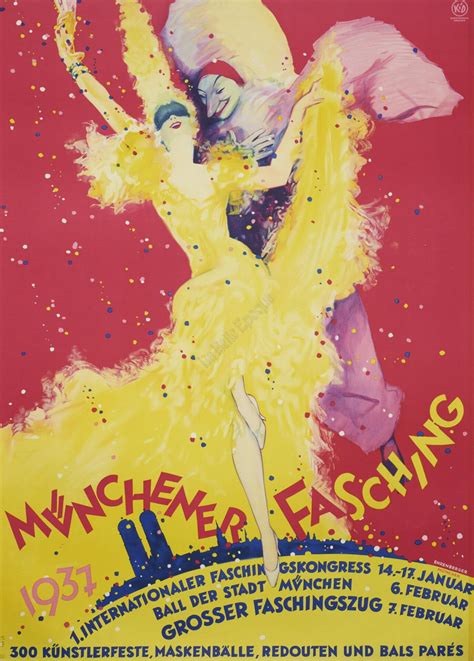 German Vintage Festival Poster For Munchener Fasching By Ehrenberger