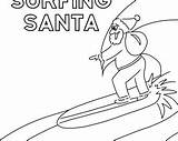 Surfing Coloring Santa Printable Pages Template sketch template