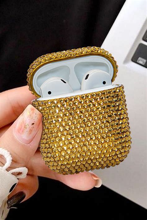 americano crystals gold bling airpods case rhinestone projects rhinestone crafts airpod case