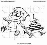 Wagon Watermelon Pulling Toonaday Lineart Clipart sketch template