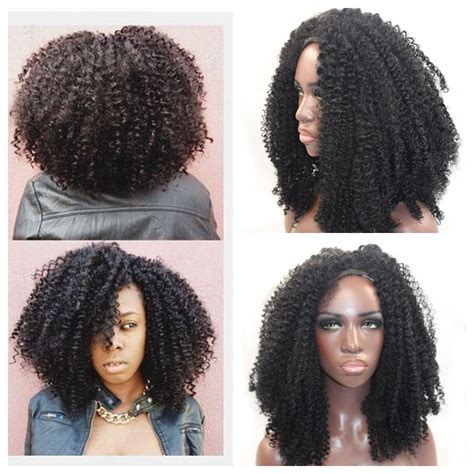 Sexy 4a 4b 4c Afro Kinky Curly Synthetic Lace Front Wig Medium Hair