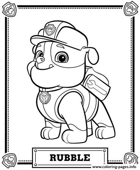paw patrol rubble coloring page printable