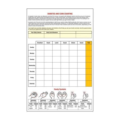 diabetic carb counting chart printable