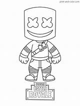 Fortnite Coloring Pages Color Print Printable Kids Marshmello sketch template