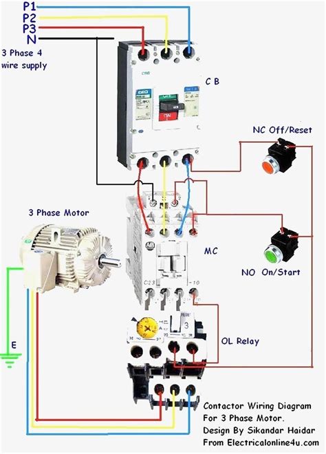 pole contactor wiring diagram schematic