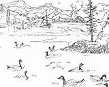 Printable Jasper Coloring Serenity Landscape Pen Ink Aeris Osborne Drawing Canoe Instant Original sketch template