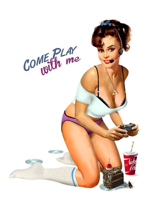 pin up gamer girl poster videogame art work sexy vintage pinup