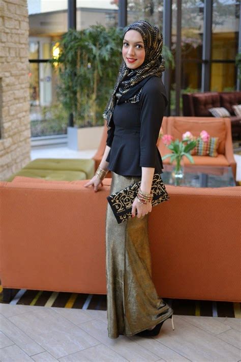 urban gold skirt hijabi fashion skirt  peplum top gold  black